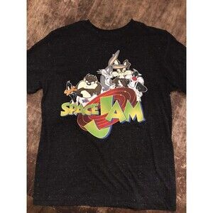 Bugs Bunny Basketball Space Jam Tee Sz M Black All Over Print Tune Squad